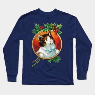 Vintage Christmas Cat Sweater Long Sleeve T-Shirt